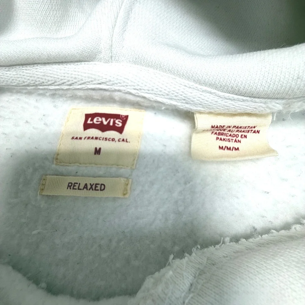Levi's Relaxed Fit‎ Hoodie Men's M – White Logo Sweatshirt
